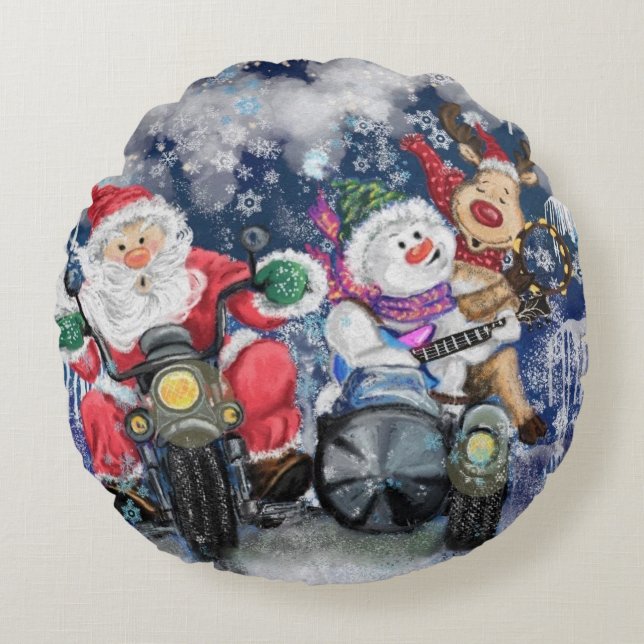 Joyeux Noël Amis Drôle Coussin Rond (Devant)