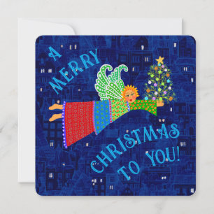 Joyeux Noël Ange avec carte de vacances plate d'ar