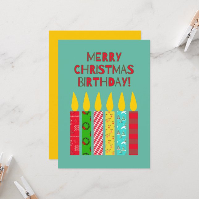 Joyeux Noël Anniversaire Bougies colorées (Devant/Arrière en situation)