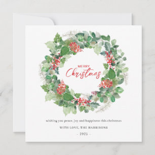 Joyeux Noël Aquarelle Florale Carte de vacances