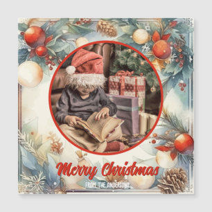 Joyeux Noël aquarelle Foliage Vert Photo