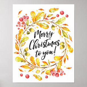 Joyeux Noël aquarelle imprimé poster