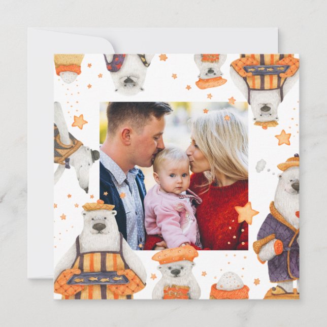 Joyeux Noël aquarelle mignonne Ours Polaire Photo (Devant)