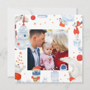 Joyeux Noël aquarelle mignonne Ours Polaire Photo