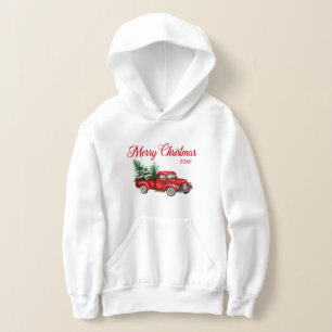 Joyeux Noël Aquarelle Vintage Camion rouge