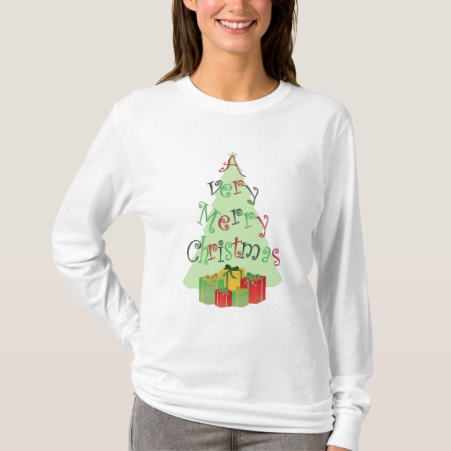 Joyeux Noël Arbre et Cadeaux graphiques T-shirts (Devant)