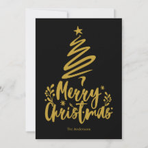 Joyeux Noël Arbre noir Carte de Noël