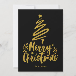 Joyeux Noël Arbre noir Carte de Noël