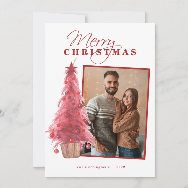Joyeux Noël Arbre photo Carte de vacances (Devant)