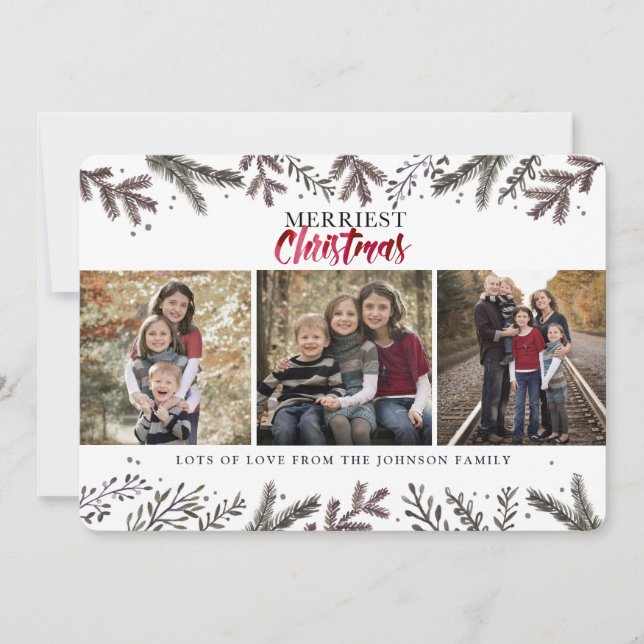Joyeux Noël | Arbres botaniques | Carte photo (Devant)
