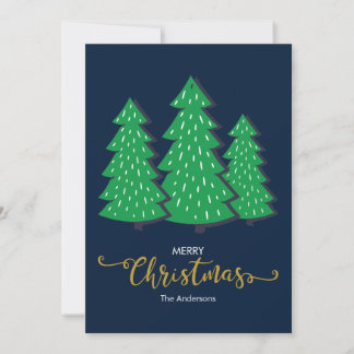 Joyeux Noël Arbres Carte de Noël Bleue