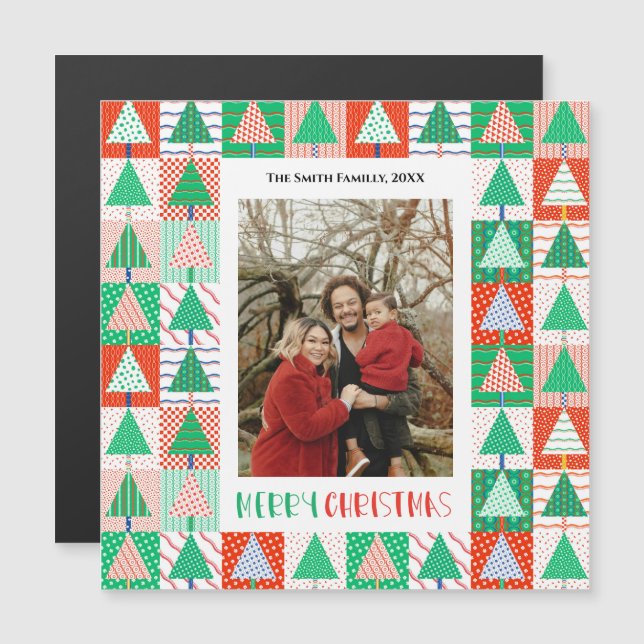 Joyeux Noël Arbres de Noël Modernes en Patchwork M (Devant / Derrière)