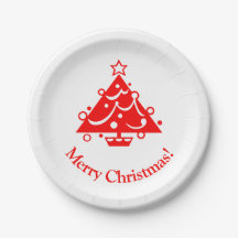Joyeux Noël Arbres de Noël Rouges Assiette en Papi