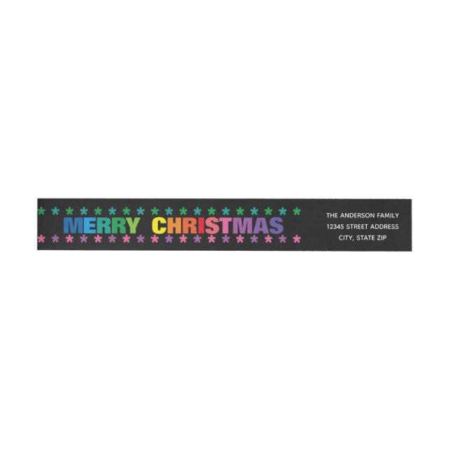 Joyeux Noël Arc-en-ciel - Étiquette d'adresse de r (Individuel)
