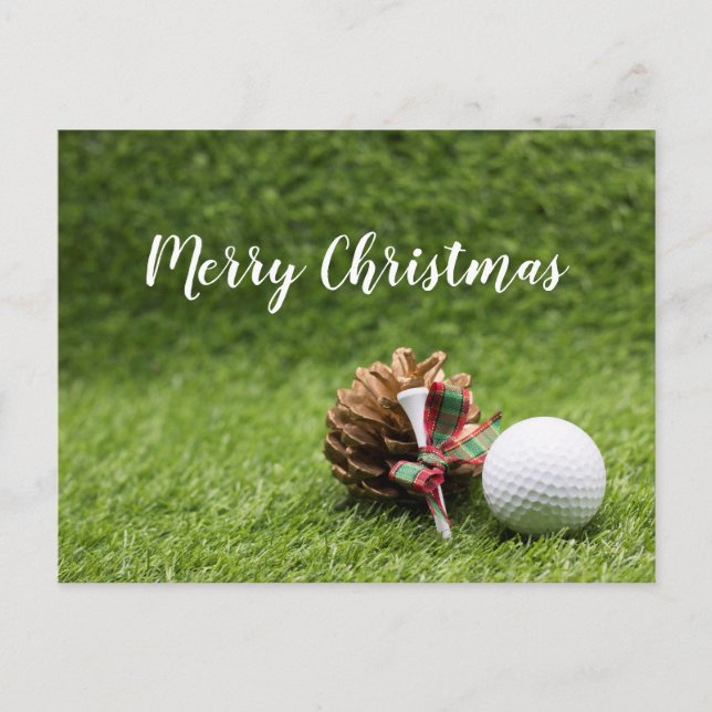 Joyeux Noël au golfeur avec la carte de balle de g (Devant)