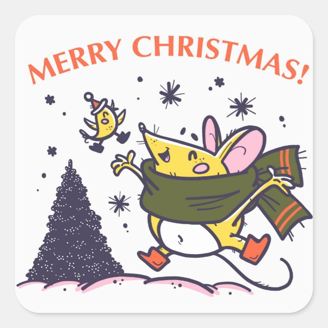 JOYEUX NOËL ! Autocollant de souris de Noël (Devant)