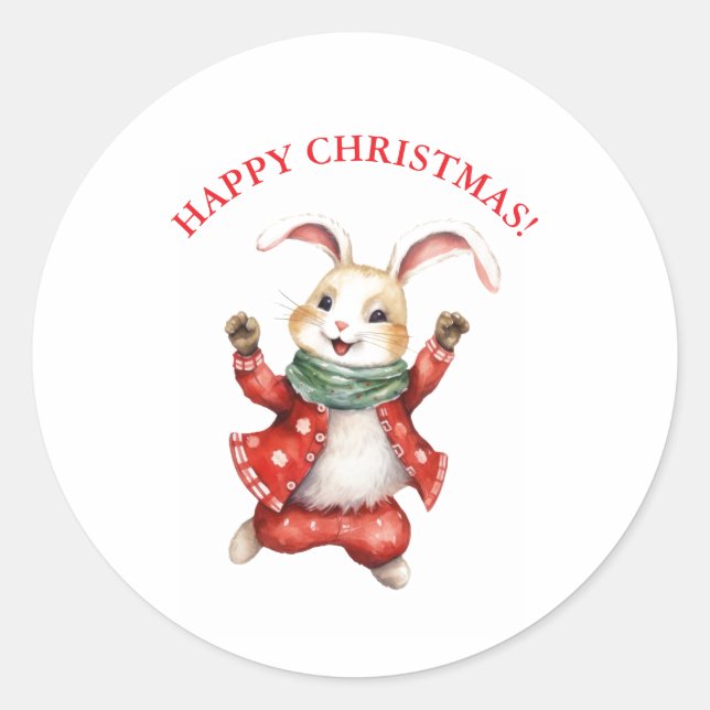 JOYEUX NOËL AUTOCOLLANT LAPIN RÉTRO (Devant)