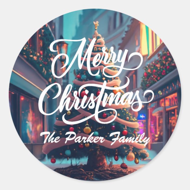 Joyeux Noël Autocollants ronds personnalisés (Devant)