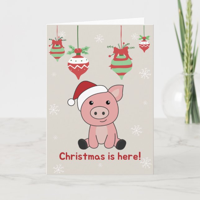 Joyeux Noël aux cochons Animaux Carte de fêtes (Devant)