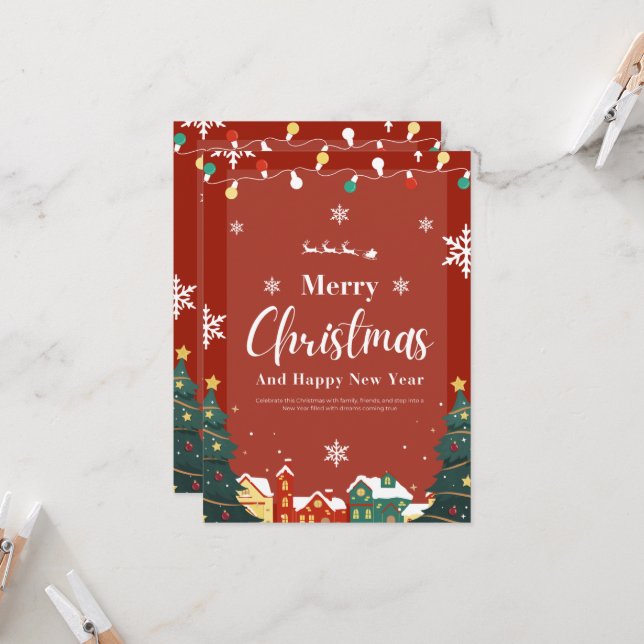 Joyeux Noël avec invitation rouge de décoration (Devant/Arrière en situation)