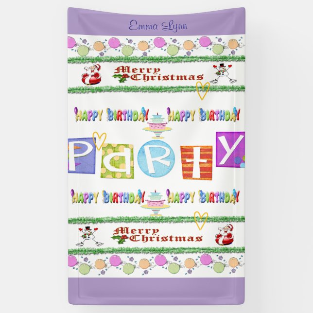 Joyeux Noël Bannière en vinyle Joyeux Anniversaire (Vertical)