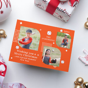 Joyeux Noël Baseball Sport 3 Photo Nom de famille