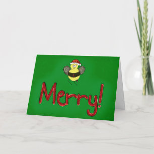 Joyeux Noël Bee Merry Papier Carte de voeux
