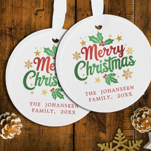 Joyeux Noël Berry Gold Stations Snowflakes Famille