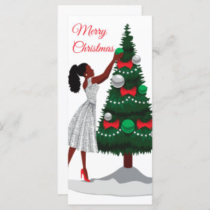 Joyeux Noël Black African American Woman Card