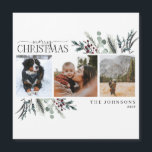 Joyeux Noël Black Winter Floral Magnet photo<br><div class="desc">Présentation de Joyeux Noël Black Winter Botanical Photo Magnet Holiday Card! Cette belle carte présente trois de vos photos préférées en noir et blanc, avec 'Joyeux Noël' dans un duo moderne lettré à la main et serif. La carte est décorée de botaniques d'hiver noir foncé, rouge et vert dénaturé, ce...</div>