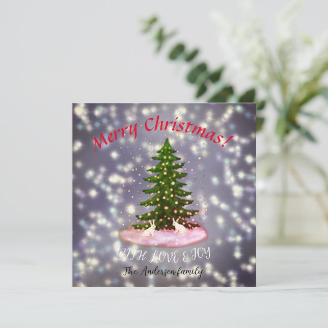 Joyeux Noël blanc lapines épinette (Debout devant)