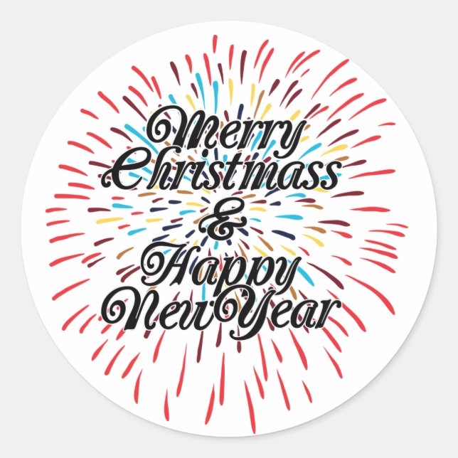 Joyeux Noël Bonne année Sticker rond (Devant)