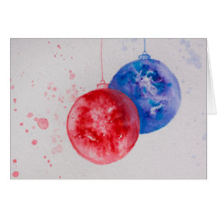 Joyeux Noël, boules de Noël aquarelle
