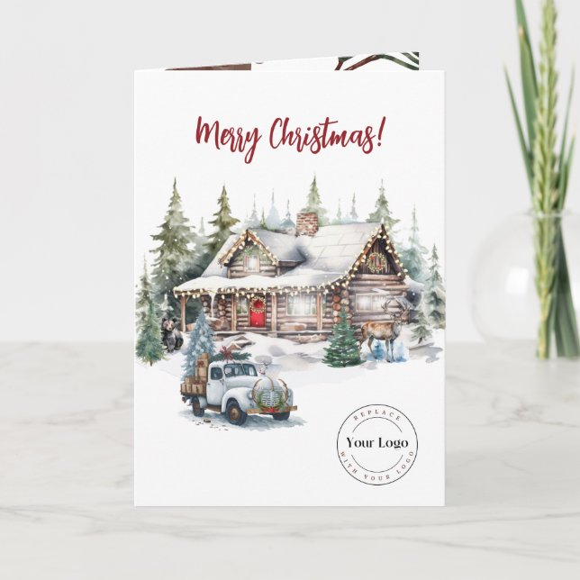 Joyeux Noël Cabine Business Logo Carte de vacances (Devant)