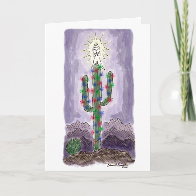 Joyeux Noël Cactus carte de voeux (Devant)