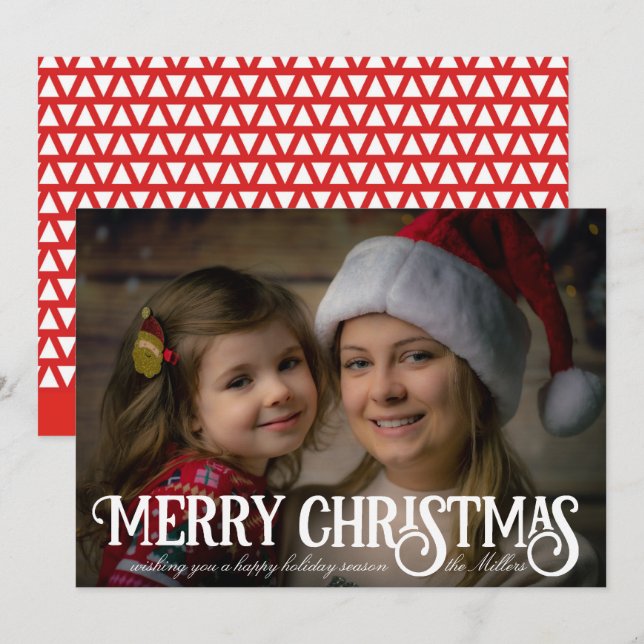 Joyeux Noël Calligraphie Carte photo de Noël (Devant / Derrière)