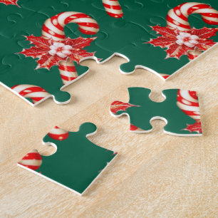 Joyeux Noël Cane de Bonbon Vert Chasseur Puzzle 