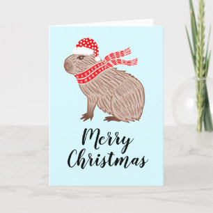 Joyeux Noël Capybara Carte de voeux de Noël