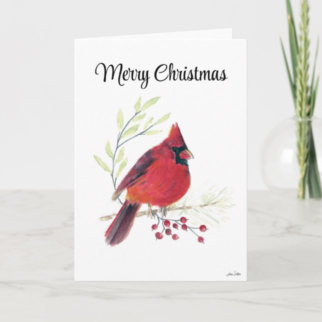 Joyeux Noël Cardinal Bird Carte de vacances (Devant)