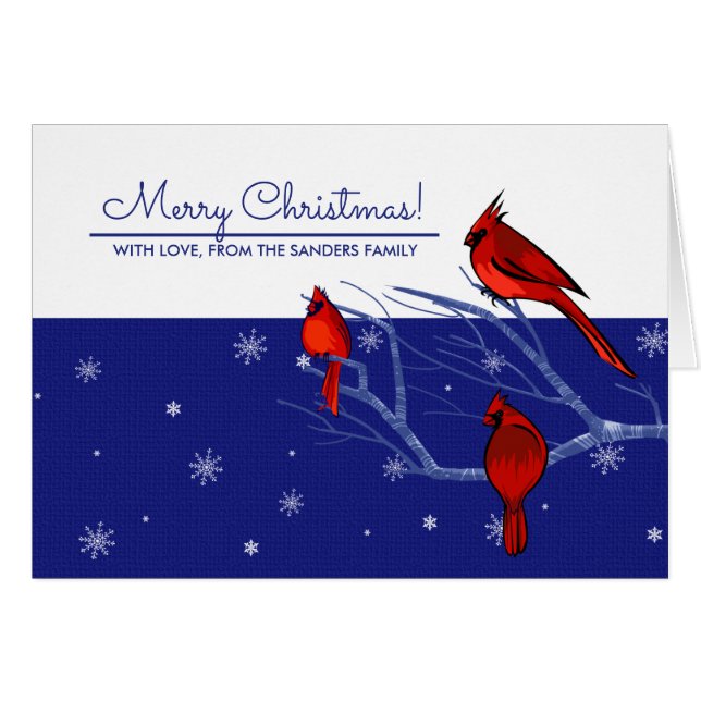 Joyeux Noël. Cardinal Rouge Carte de vacances pers (Devant horizontal)
