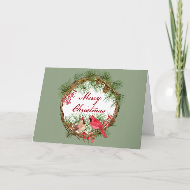 Joyeux Noël Cardinaux sur une carte de vacances de (Devant)