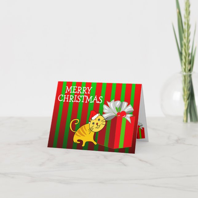 Joyeux Noël Carte boîte cadeau chat (Devant)