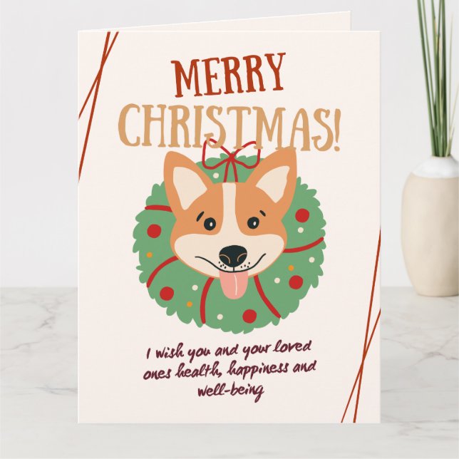 Joyeux Noël Carte de Corgi Mignon (Devant)