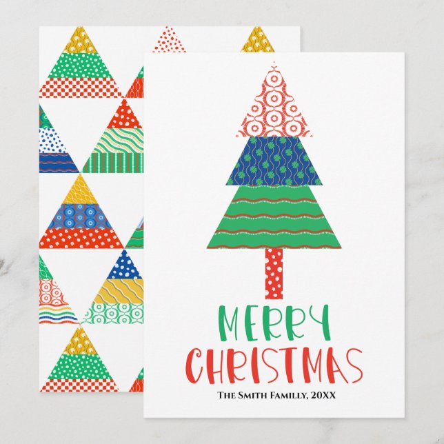 Joyeux Noël Carte de Fêtes Moderne Colorée (Devant / Derrière)