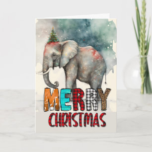 Joyeux Noël Carte de l'Éléphant Heureux