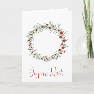 Joyeux Noël, Carte de Noël Française Wreath