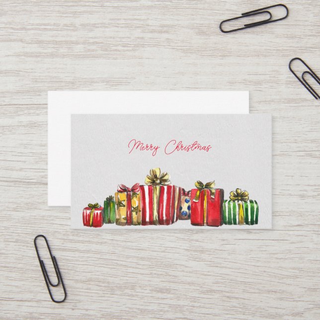 Joyeux Noël Carte de visite de boîtes cadeaux (Devant/Arrière en situation)