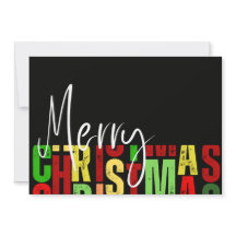 Joyeux Noël Carte de vœux colorée noire