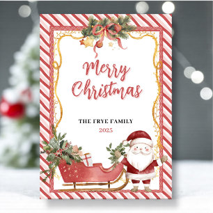 Joyeux Noël Carte de Vœux Plate Chariot de Père No