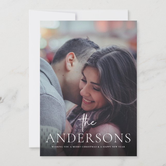 Joyeux Noël Carte Famille Couple Mini Photo (Devant)